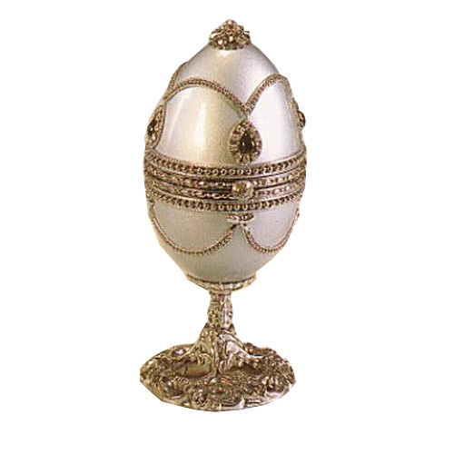 Musical Ornate Silver Goose Egg