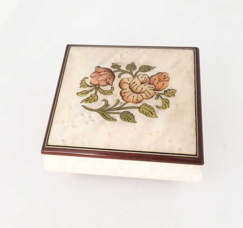 Musical Ring Box with Floral Inlay 