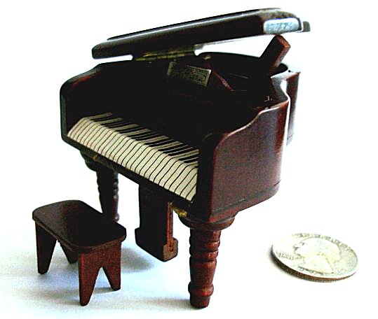 Miniature Baby Grand Piano in Walnut finish