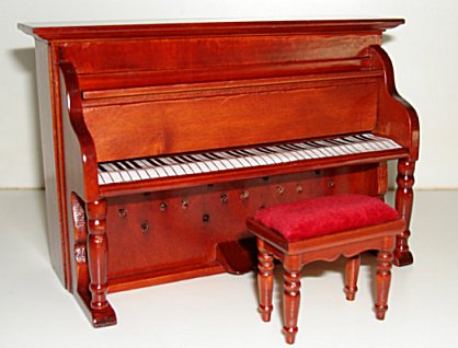 Large miniature upright Brown Piano with bench