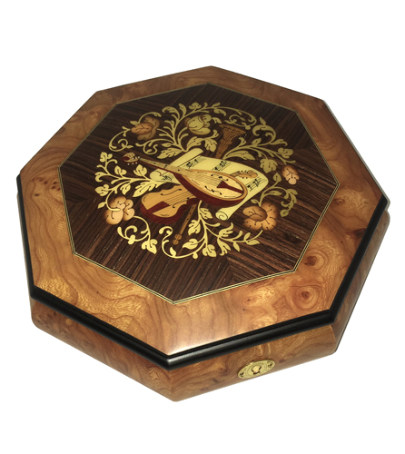 Octagon Music Box with Instrumental Inlay