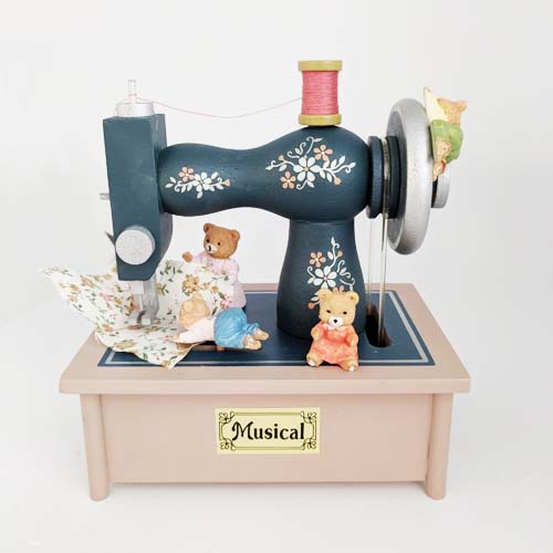 Multi-Action Music Box Bear Sewing Machine by Pelman