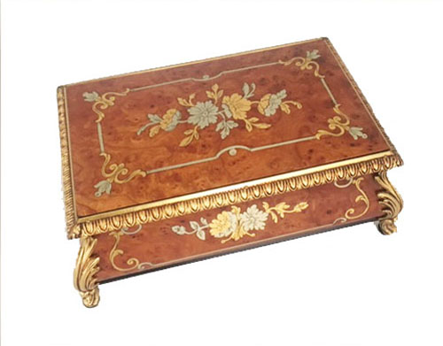 Reuge Pewter and Brass Floral Inlay Musical Box 1.36