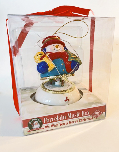 Hat's off Snowman Music Box reveals animated snow scene