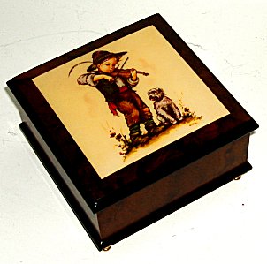 Hummel Boy with Violin and Dog Musical Box