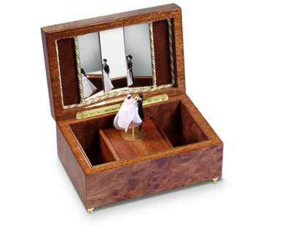 Reuge Wedding Couple in Burled Elm Musical Box