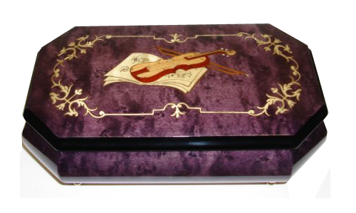 Royal purple musical box with Music and Violin inlay