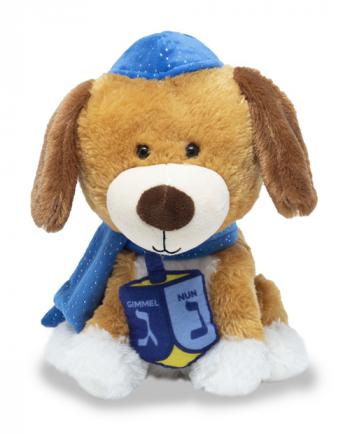 Puppy in blue Kippah and scarf dances and sings to 