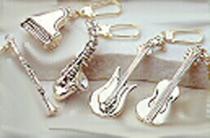 Modern Style Sterling Silver Instrument Keychains