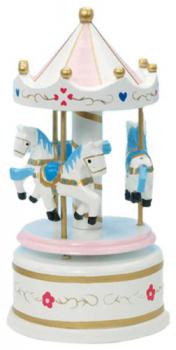 White and Pink Wooden Musical Carousel 