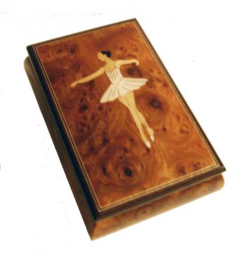 Ballerina Inlay on Elm Music Box