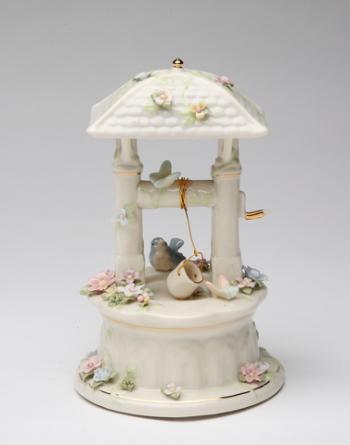 Porcelain Wishing Well with butterflies and flowers