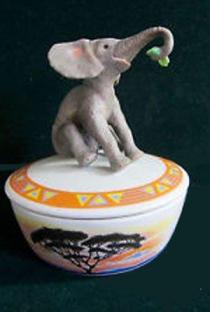 Baby Elephant Porcelain Music Box  