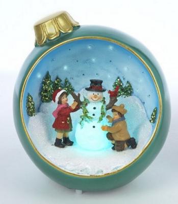 Color Changing Ornaments Musical Winter Scene with Snowman 
