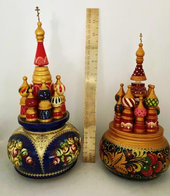 Two St Basil's Rotating Musical Boxes