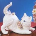 porcelain cat with butterfly musical figurine