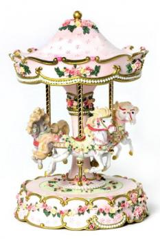 Hearst and Roses three horse carousel by San Francisco Music Box Co