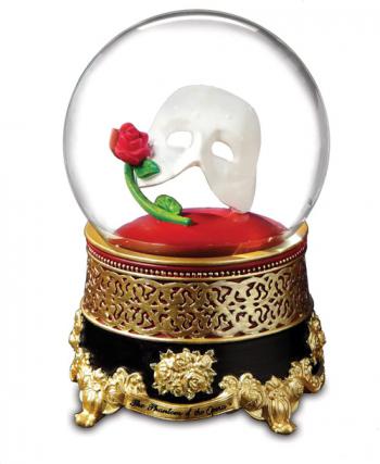 Phantom of the Opera Mask and Rose in Water Globe