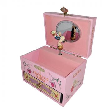 Koji Murai Jewelry Box with Drawer and Twirling Clown in Pink