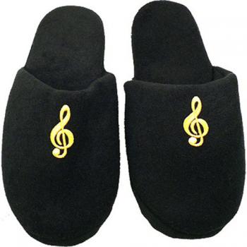 Black Slippers with G Clef 