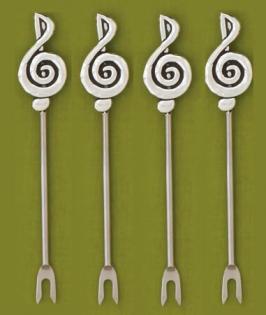Hors D'oeurvre Picks with G Clefs (set of 4)