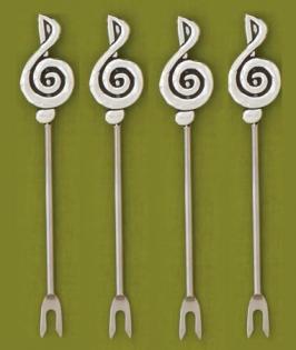 Hors D'oeurvre Picks with G Clefs (set of 4)