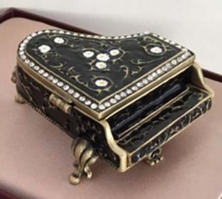 little black enamel with jewels trinket box
