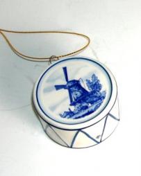 Delft Blue Miniature Marching Drum Ornament