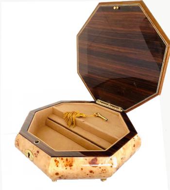 Interior view of Octagonal Musical Jewelry Boxes