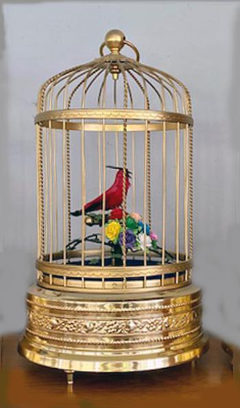 Red Singing Bird in Golden Cage