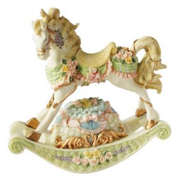 Carousel Rocking Horse with flowers in pastel colors