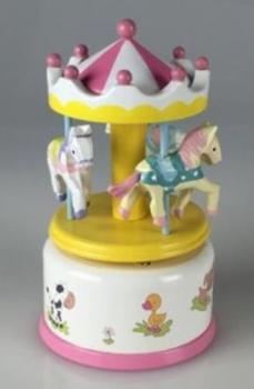 Baby Musical Carousel in white with yellow and Pink