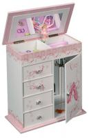 10" tall Four Drawer Musical Jewelry Box with Ballerina