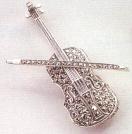 Marcasite Violin and Bow Brooch