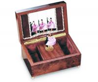 Lady in pink and her Partner Dance and Twirl in a burled elm music box by reuge
