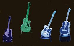 Grouping of four different Acrylic LED Guitar styled lamps 