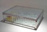 Ribbed Glass Music Box with Etched Floral Design and Photo Insert (1.18)
