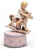 Girl on a Rocking Horse musical figurine animated