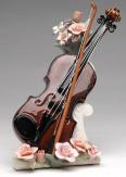 porcelain violin with flowere