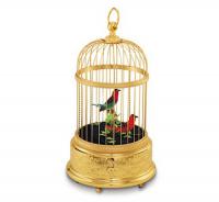 Reuge double Singing Birds in gold cage