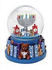 Water Globe with Menorah, Dreidles and Toys with Teddy Bear