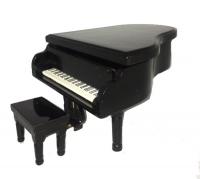 Small 7" x 5"  baby grand piano in black with bench