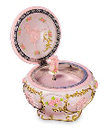 Ballerina and Bows Hinged Trinket Box feature twirling ballet slippers