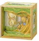 Animated Bashful Bears Playing on Swing and Slide musical shadow box