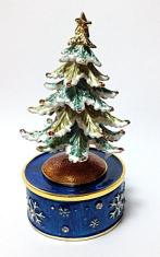 Musical Enamelled Miniature Snowy Christmas Tree