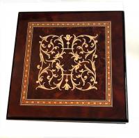 Intricate Scroll Work on Walnut Square Music Box