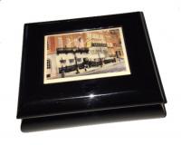 Black Lacquer Music Box with Tile remembering the Cheers TV Show