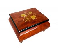 Inlaid Edelweiss on Red Musical box by Ercolano