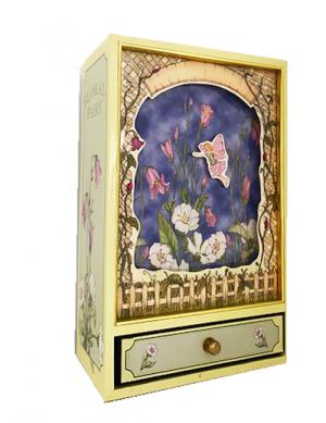 fairy flies among flowers - animated shadow box