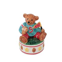 Porcelain Football Bear on Rotating Base